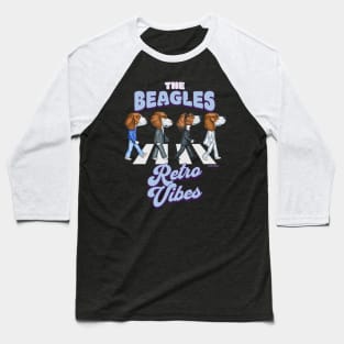 Classic street by the beagle dogs on The Beagles Retro Vibes Baseball T-Shirt